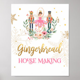 Gingerbrei House Making Nutcracker Ballerina Girl Poster