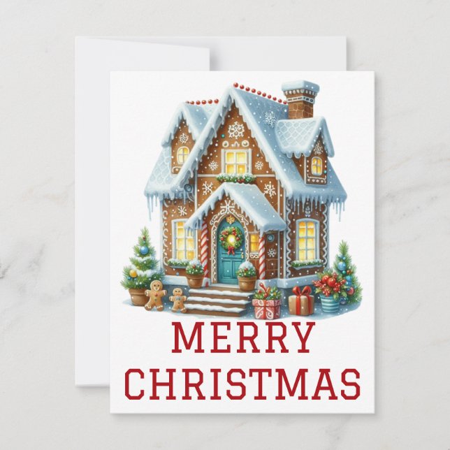 Gingerbrei House Weihnachtskarte Feiertagskarte (Vorderseite)