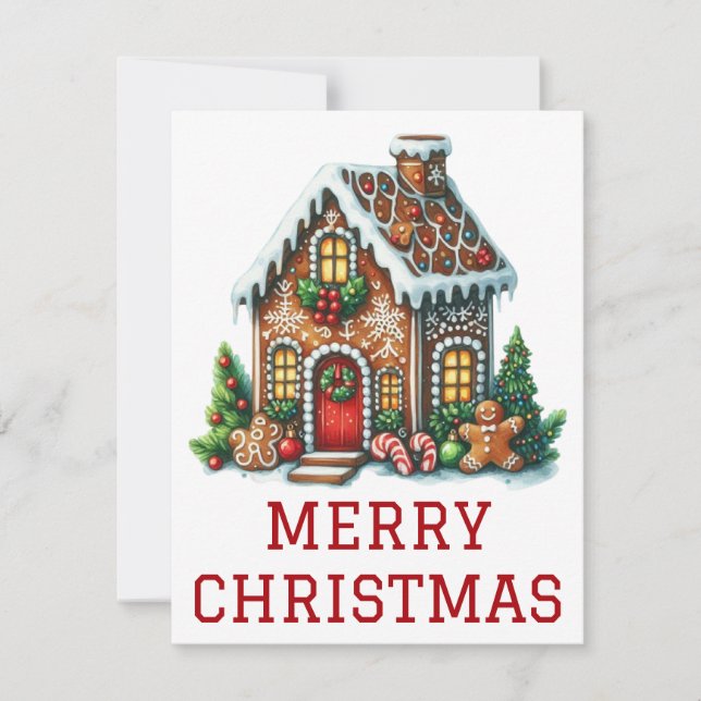 Gingerbrei House Weihnachtskarte Feiertagskarte (Vorderseite)