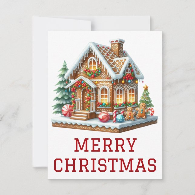Gingerbrei House Weihnachtskarte Feiertagskarte (Vorderseite)