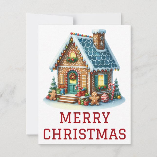 Gingerbrei House Weihnachtskarte Feiertagskarte (Vorderseite)