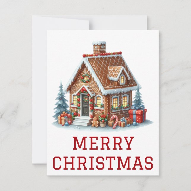 Gingerbrei House Weihnachtskarte Feiertagskarte (Vorderseite)