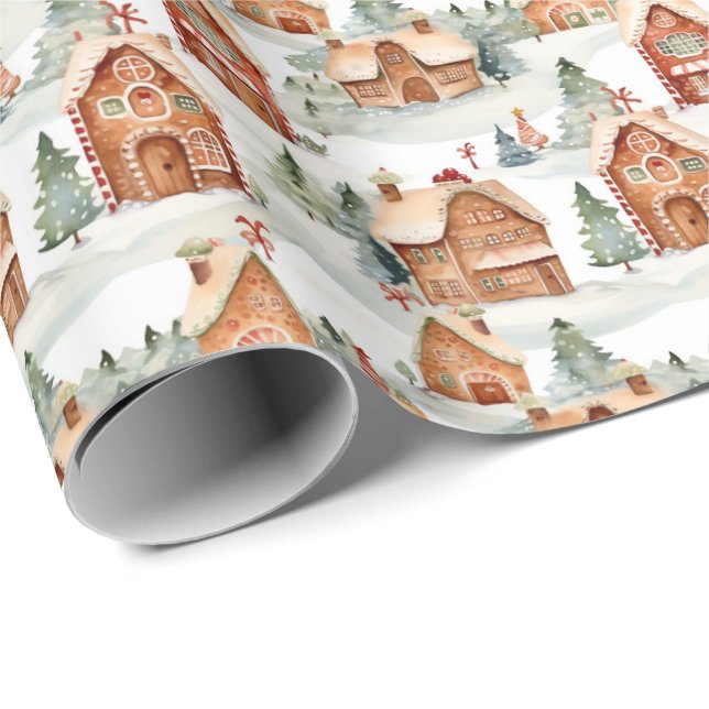 Gingerbrei House Weihnachtswrapping Paper Geschenkpapier (Rolleneckpunkt)