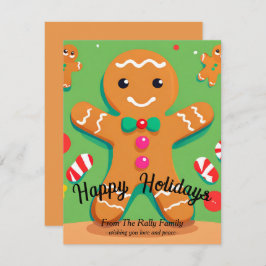 Gingerbrei Man Christmas Flat Holiday Card Feiertagskarte
