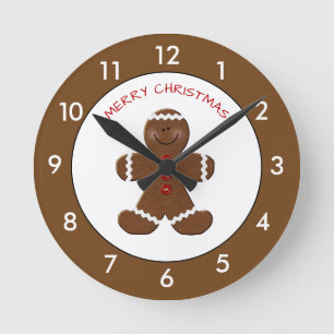 Gingerbrei Man Christmas Personalisiert Runde Wanduhr