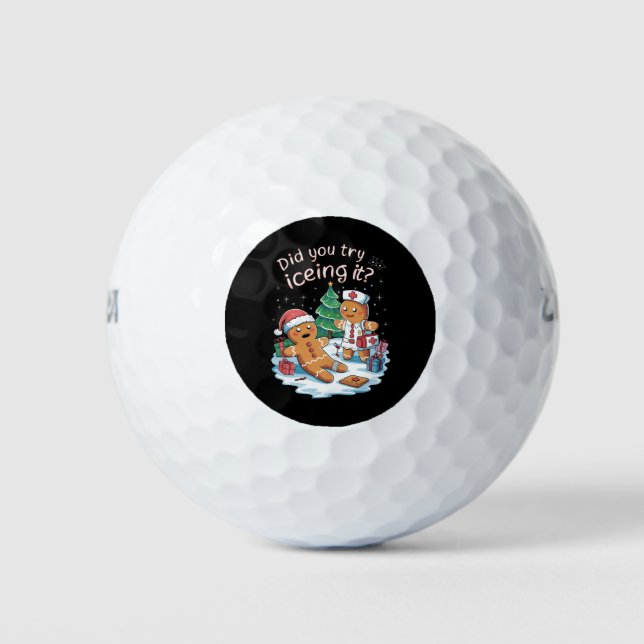 Gingerbrei Man Cookie Ugly Sweater Oh Snap Xmas Golfball (Vorderseite)