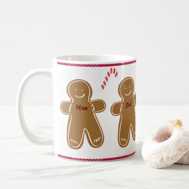 Gingerbrei Man Personalize Name Family Holiday Kaffeetasse (Mit Donut)