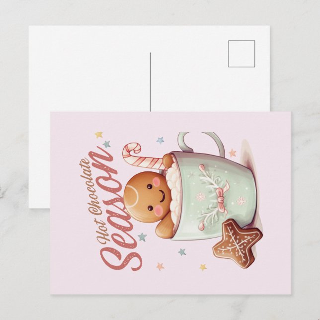 Gingerbrei Man Postcard Blush Pink Man Postkarte (Vorne/Hinten)