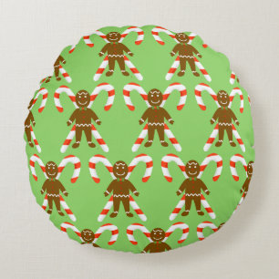 Gingerbrei Man Reversible Christmas Pillow Rundes Kissen