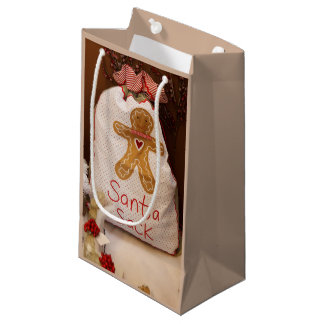 Gingerbrei Man Santa Sack Kleine Tan Geschenktasch Geschenktüte