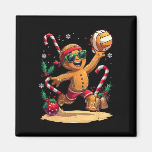 Gingerbrei Man spielt Volleyball Weihnachten Weihn Magnet