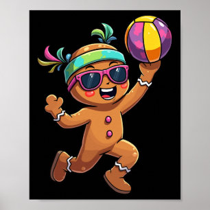 Gingerbrei Man spielt Volleyball Weihnachten Weihn Poster