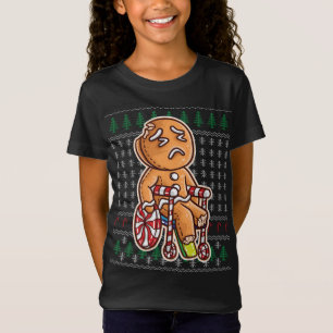 Gingerbrei Mann im Rollstuhl gebrochen Leg Joke Co T-Shirt
