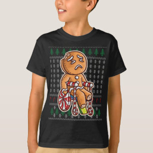 Gingerbrei Mann im Rollstuhl gebrochen Leg Joke Co T-Shirt