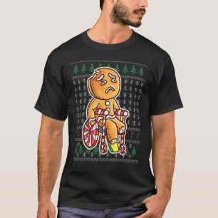 Gingerbrei Mann im Rollstuhl gebrochen Leg Joke Co T-Shirt