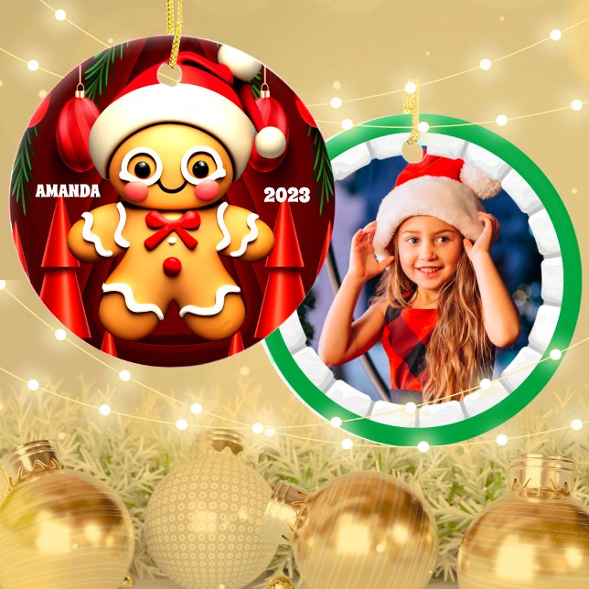 Gingerbrei Mann Weihnachten Personalisierte Kinder Keramik Ornament (Von Creator hochgeladen)