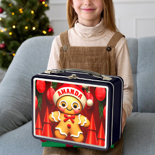 Gingerbrei Mann Weihnachten Personalisierte Kinder Metall Brotdose