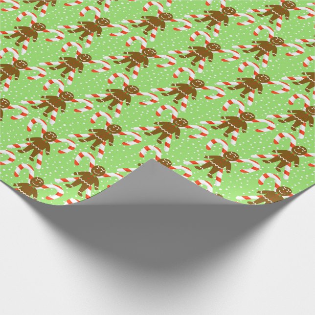 Gingerbrei Men & Candy Weihnachtswrapping Paper Geschenkpapier (Ecke)