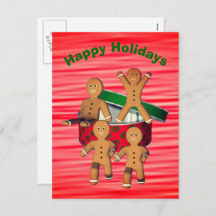 Gingerbrei Men Christmas Holiday Postcard Feiertagspostkarte