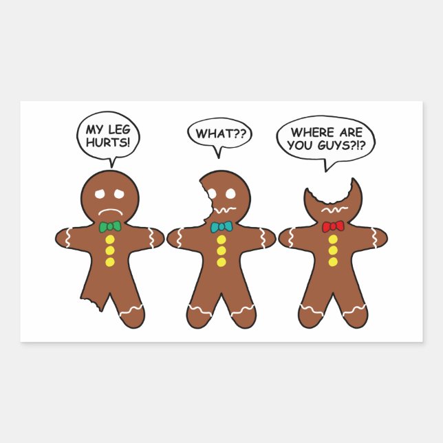 Gingerbrei Men My Leg Hurts Holiday Rectangle S Rechteckiger Aufkleber (Vorderseite)