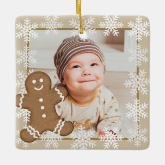 Gingerbrei Snowflake Weihnachtsfeiertag Kid Foto Keramikornament