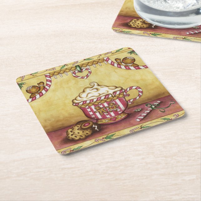 Gingerbrei-Untersetzer Rechteckiger Pappuntersetzer (angewinkelt)