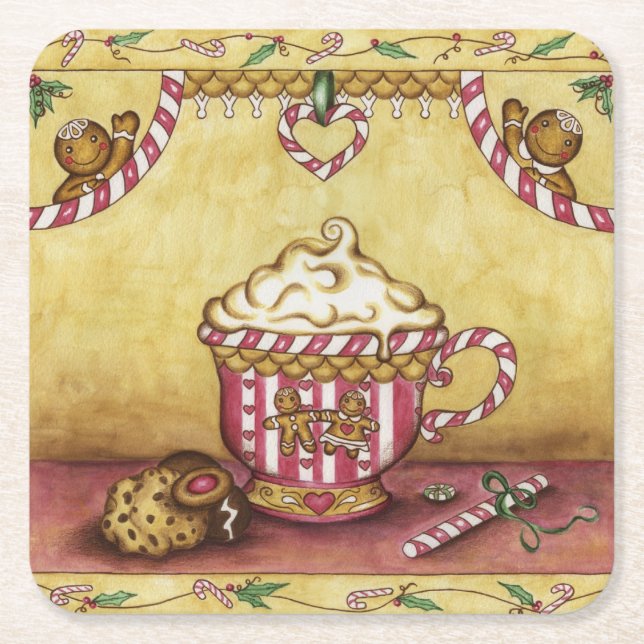 Gingerbrei-Untersetzer Rechteckiger Pappuntersetzer (Vorderseite)