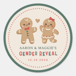 Gingerbrei Weihnachtsgeschlecht offenbart Gefallen Runder Aufkleber