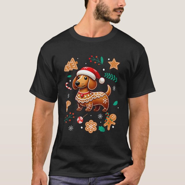 Gingerbrei Weiner Dog Lover Dackel Weihnachten C T-Shirt (Vorderseite)