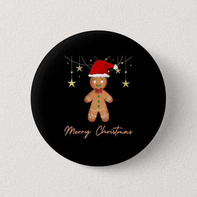 Gingerbrett Grüße Weihnachten Button (Vorderseite)