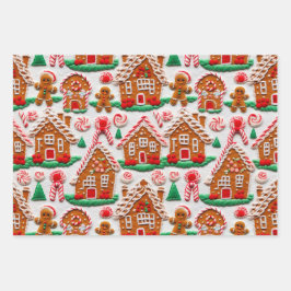 Gingerbrett House Needlework Weihnachtsfeiertage Geschenkpapier Set