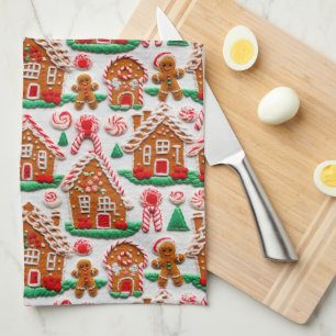 Gingerbrett House Needlework Weihnachtsfeiertage Geschirrtuch