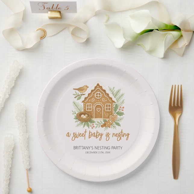 Gingerbrett Hütte Winter Nesting Baby Dusche Pappteller (Hochzeit)