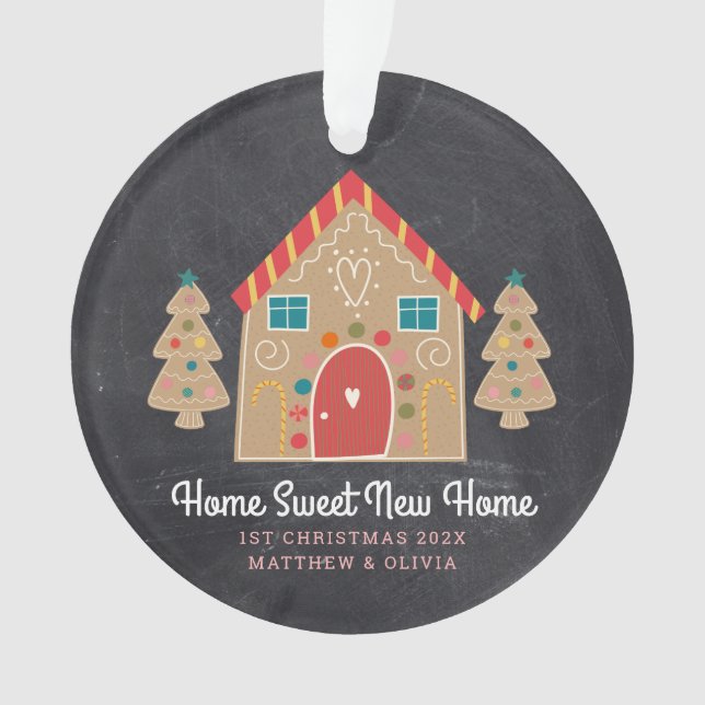 Gingerbrett Neue Zuhause Chalkboard Holiday Custom Ornament (Vorderseite)