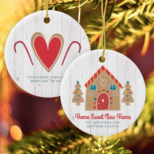 Gingerbrett Neue Zuhause Rustic Wood Holiday Custo Keramik Ornament (Von Creator hochgeladen)
