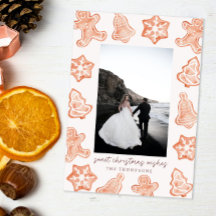 Gingerbrett Wasserfarbe Moderne Weihnachtsfotokart