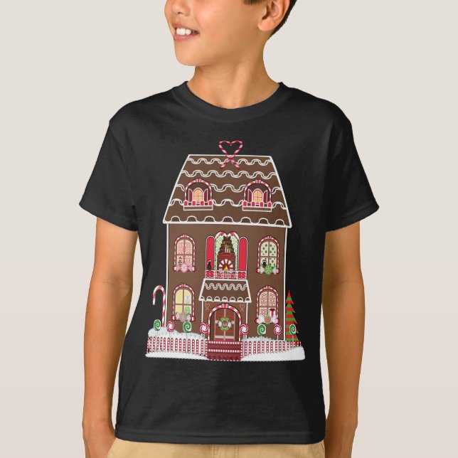 Gingerbrett Weihnachtshaus T-Shirt (Vorderseite)