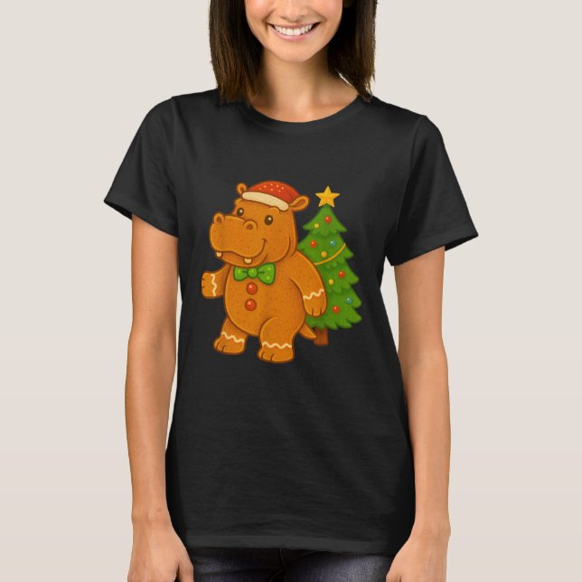 Gingerbrot Angesagte Weihnachtsmannmütze Weihnacht T-Shirt (Vorderseite)