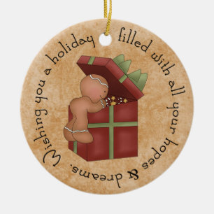 Gingerbrot Boy Peaking derzeit Keramikornament