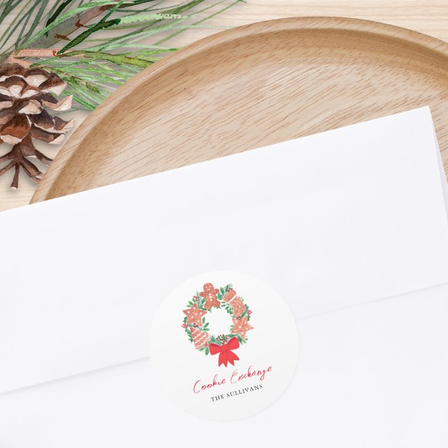 Gingerbrot Cookie Exchange Runder Aufkleber (Von Creator hochgeladen)