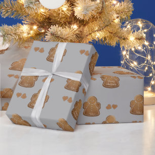 Gingerbrot-Cookie Fügen Sie Ihren Engel Dove Gray  Geschenkpapier