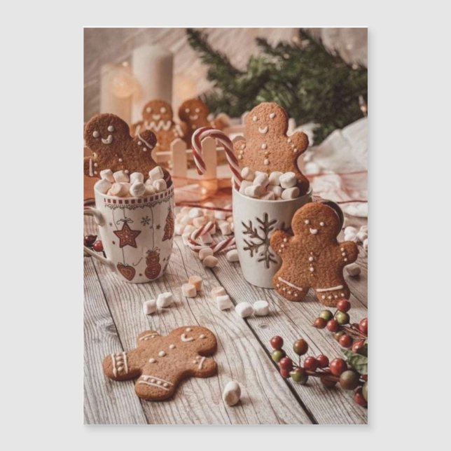 Gingerbrot Cookie-Hot Cocoa 5" x 7" Magnetkarte (Vorderseite)