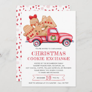 Gingerbrot Cookie Red Truck Cookie Exchange Einladung