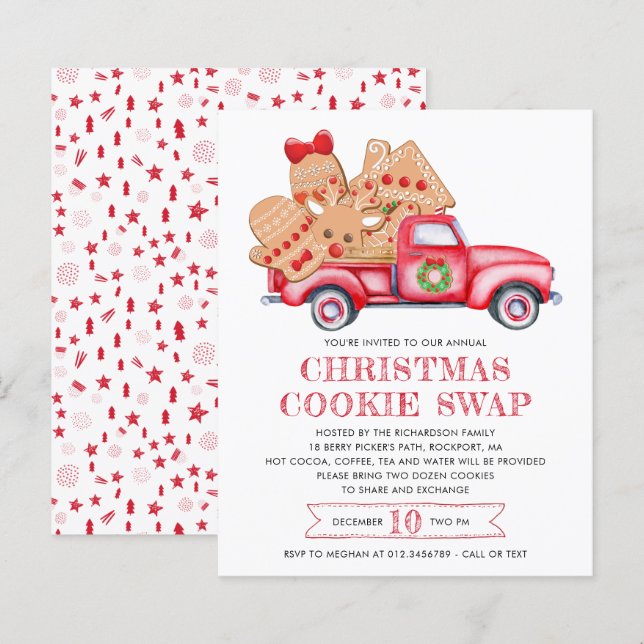 Gingerbrot Cookie Red Truck Cookie Swap (Vorne/Hinten)