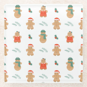 Gingerbrot Cookie Weihnachtsmuster Glasuntersetzer
