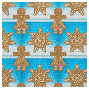 Gingerbrot Cookies Muster Whimsical Schneeflocken Stoff