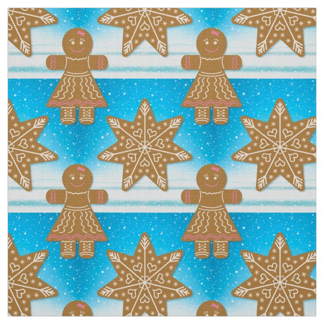 Gingerbrot Cookies Muster Whimsical Schneeflocken Stoff (Muster)