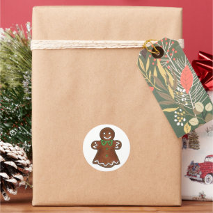 Gingerbrot Frau Lady Weihnachtskeks Backen Runder Aufkleber