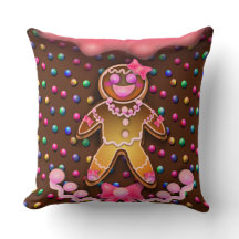 Gingerbrot Girl Pink Zucker Icing Süßigkeiten Dots