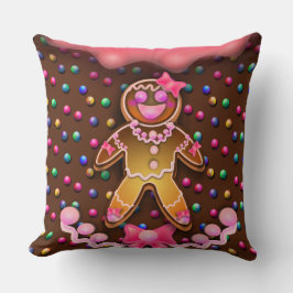 Gingerbrot Girl Pink Zucker Icing Süßigkeiten Dots Kissen